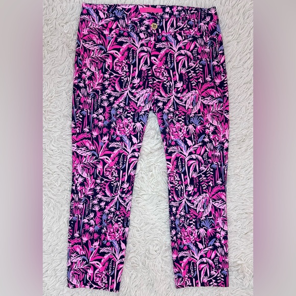 LILLY PULITZER Kelly Skinny Ankle Pants Swing Of Things In Navy/Pink Women’s 2 - Picture 11 of 12